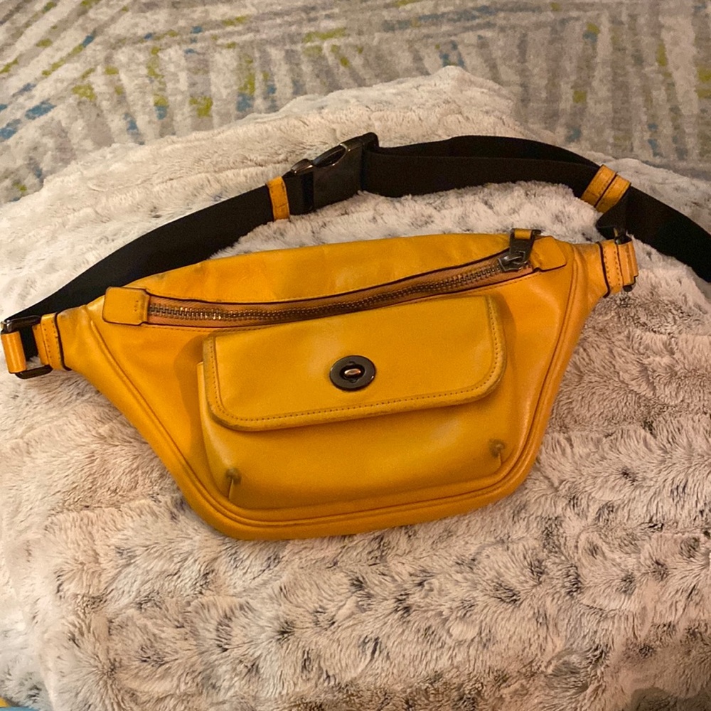 Yellow leather Coach fanny pack or crossbody bag